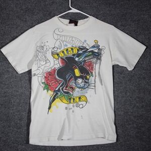 Y2K Miami Ink T Shirt Mens Small White Grunge Goth Art Skater Affliction Type
